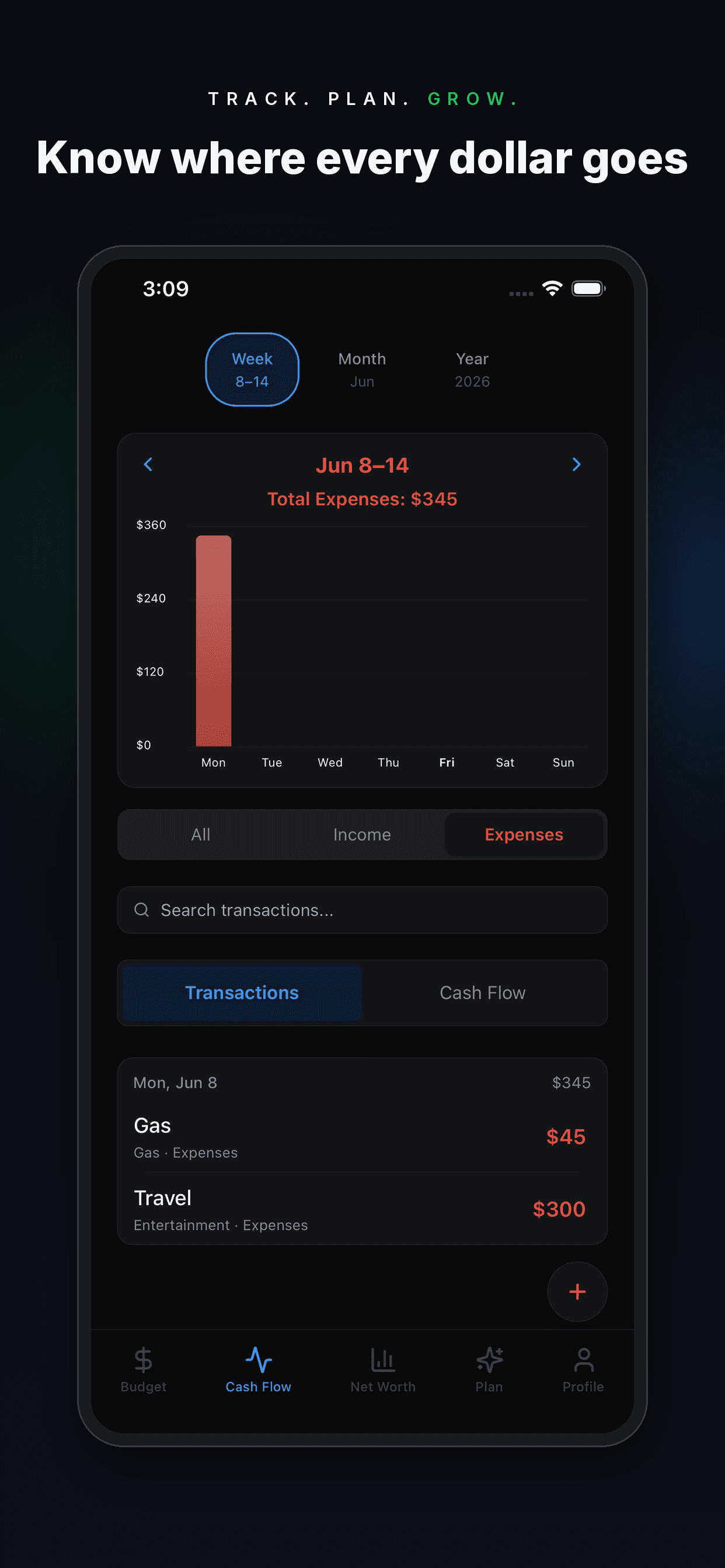 Finjective Cash Flow tab